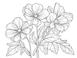 Hand drawn flat design simple flower outline