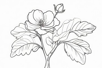 Hand drawn flat design simple flower outline