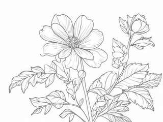 tree branch line floral hand-drawn sketch