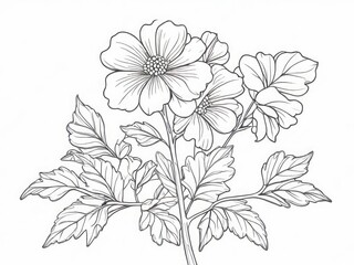 tree branch line floral hand-drawn sketch