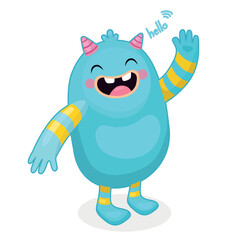 Alien. Cute Monster With Horns Vector