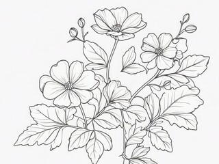 tree branch line floral hand-drawn sketch