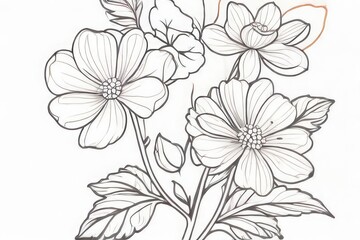 tree branch line floral hand-drawn sketch