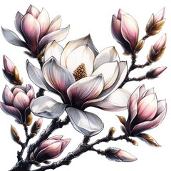 Floral Masterpiece: Artistic Interpretation of Magnolia Blossoms