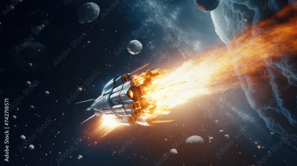 Aufkleber a space shuttle soaring in the sky, perfect for science and technology concepts