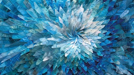 A mesmerizing display of kaleidoscope patterns where blues blend and contrast in harmony