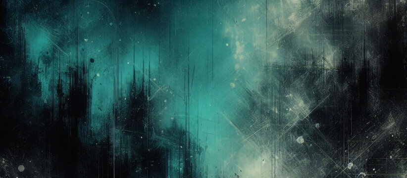 Abstract art painting black aqua teal white. Posters, covers, prints. Abstract wall art. Digital interior art. abstract texture. For design, print, wallpaper, poster, card, mural, rug.