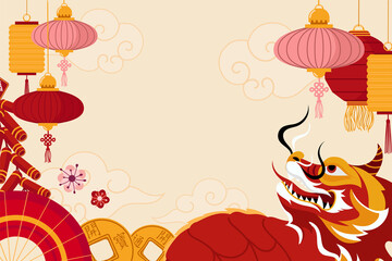 Hand drawn Chinese new year composition