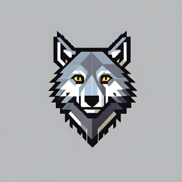 illustration of wolf pixel art logo modern