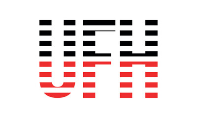 UFH three initial letter iconic line negative space minimal logo design vector template. monogram, abstract, wordmark, business, typography, minimalist, brand, company, flat, modern, unique, simple