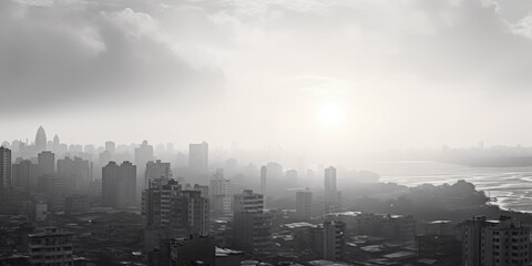 A striking black and white photo of a city skyline. Perfect for urban design projects