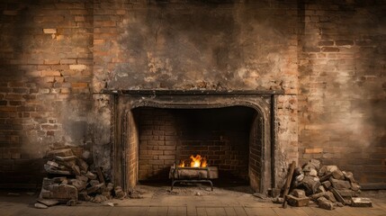 Fototapeta na wymiar chimney dirty fireplace