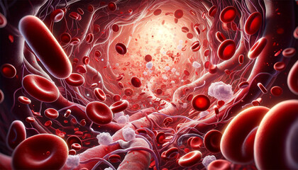 血管を流れる赤血球と白血球