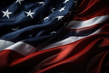 Obraz premium Close up of an American flag on a black background. Suitable for patriotic themes or national holidays