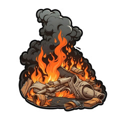 Fototapeta premium Fire Smoke Plumes and Air Pollution. A Visual or Illustrating the Threat of Airborne Smoke from Waste Incineration.