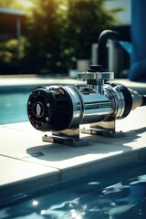 Water pump on top of swimming pool, suitable for maintenance services