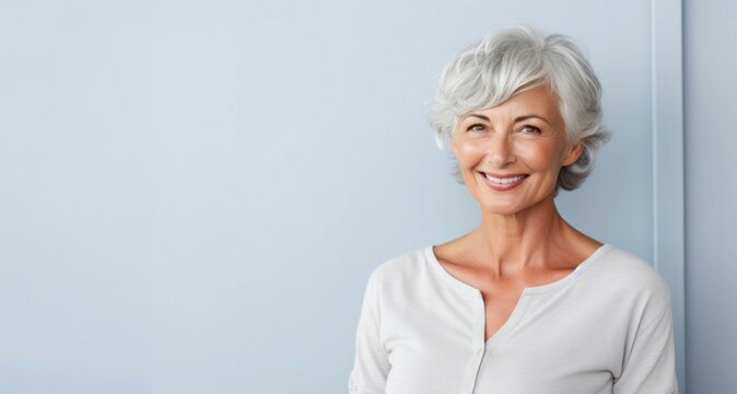Mujer mayor sonriendo confiada