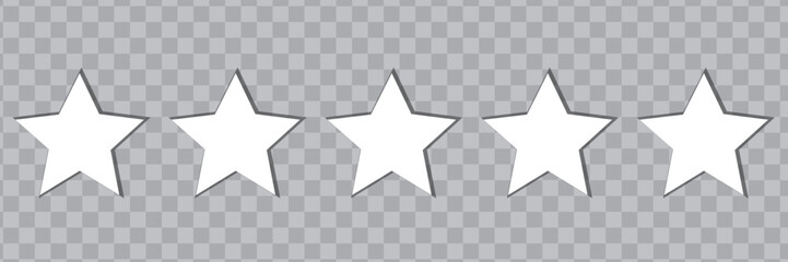 5 Stars White Light Isolated Transparent | Customer Rating | Websites Review. 5 stars white score ranking review sing.