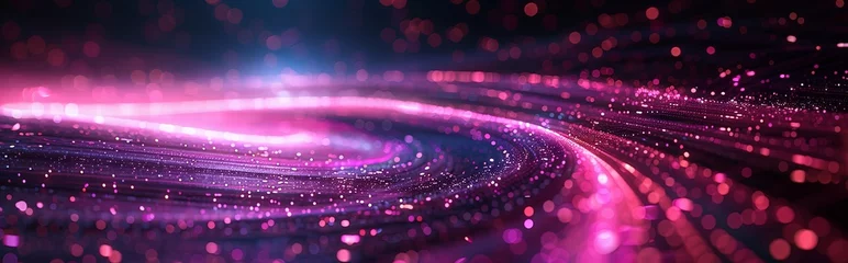 Poster Abstract violet background, purple silky smoke, neon glow background, wallpaper, laser beam light lines, high speed internet, technology backdrop. © jirayut
