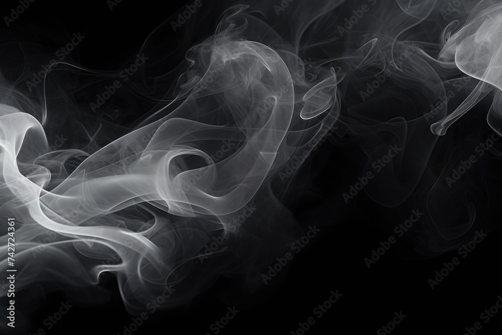 Poster close up view of smoke on a black background. ideal for graphic design projects