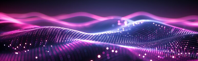 Abstract viole wave background, purple silky smoke, neon glow background, wallpaper, laser beam light lines, high speed internet, technology backdrop.