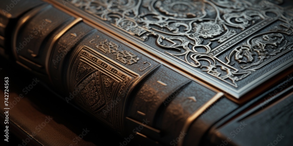 Poster close up of a book on a table, ideal for educational or reading concept