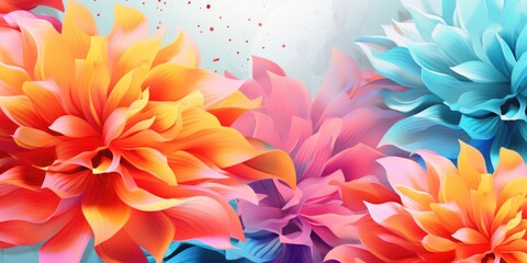 Vibrant close up shot of colorful flowers, perfect for various design projects