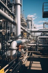 A large industrial plant with pipes and valves, suitable for industrial concepts