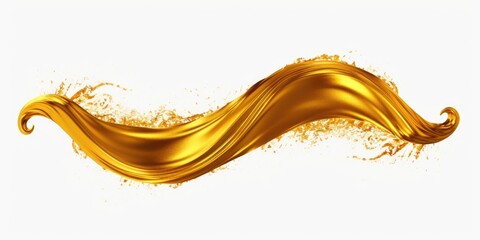 A stunning golden liquid wave on a clean white background. Perfect for advertising and product design