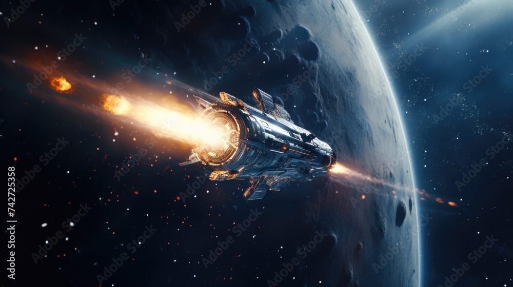 Aufkleber a space station situated on a distant planet. suitable for sci-fi concepts