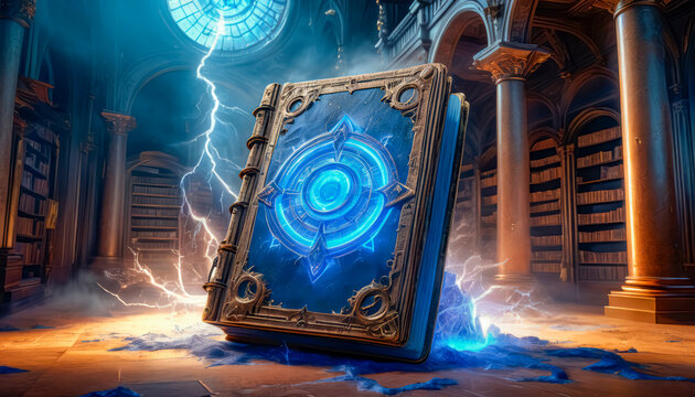 A magic book from the wizard's room, an ancient grimoire for spells