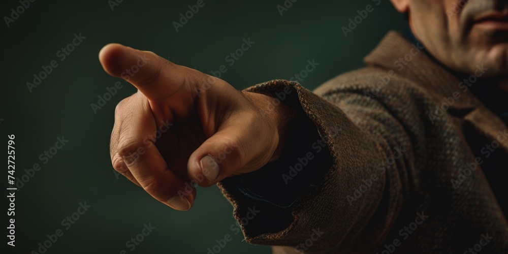 Poster a close up of a person pointing a finger. perfect for business presentations