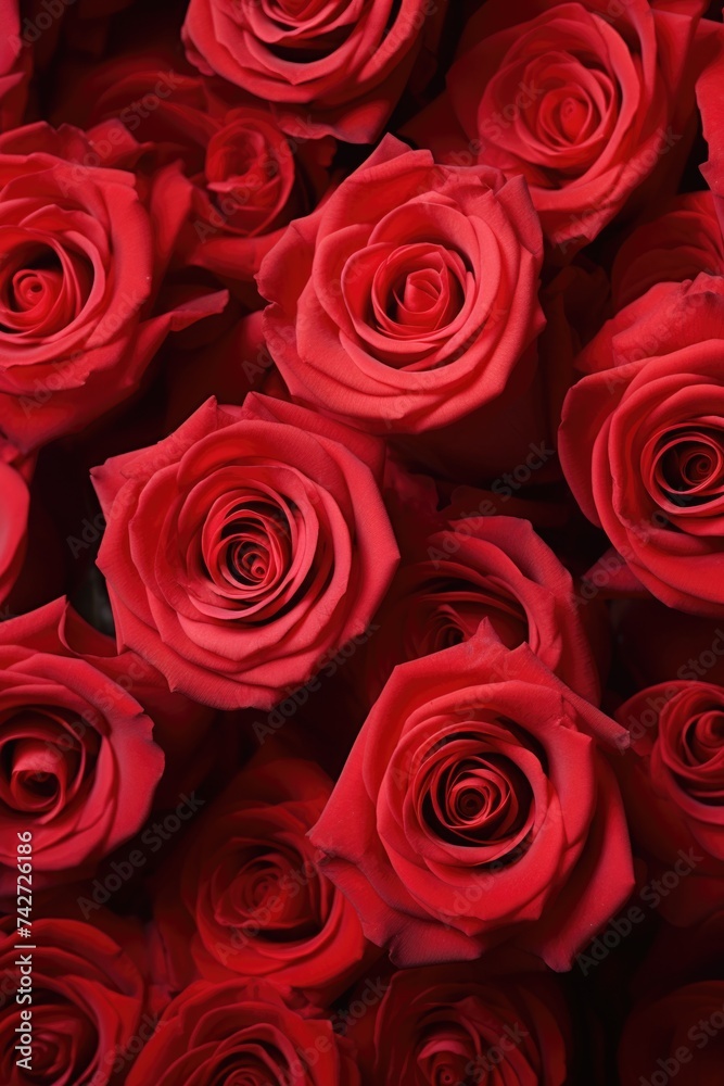 Poster a bunch of red roses on a table, suitable for various occasions