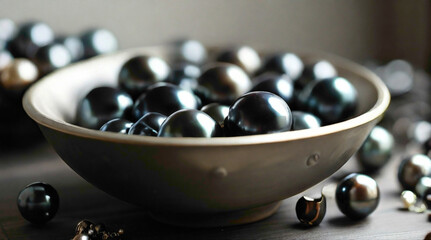 black pearl in a bowl 
beautifully represents 