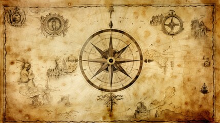 Fototapeta premium ship pirate map elements