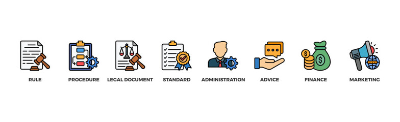 Guideline banner web icon vector illustration concept with icon of rule, procedure, legal document, standard, administration, advice, finance, marketing