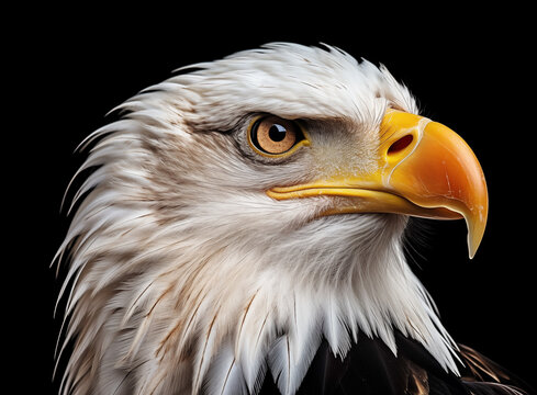 American bald eagle  on black background. Generative AI