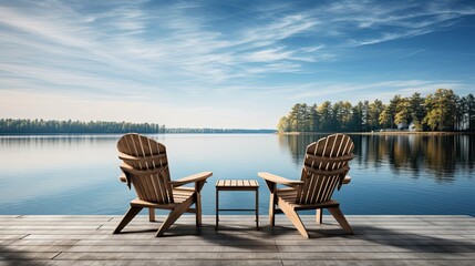comfort lake dock chairs - obrazy, fototapety, plakaty