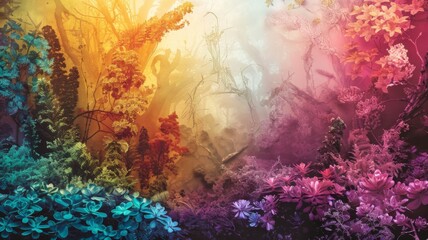 Fototapeta na wymiar Enchanted Floral Universe - A vibrant tapestry of botanical beauty, unfolding a universe of flora in a fusion of colors and textures.
