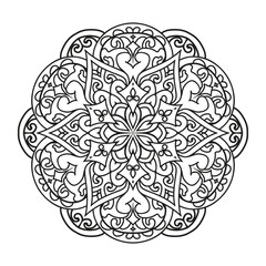 Vector outline mandala decorative and ornamental design for coloring page.vector mandala circles