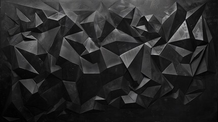 Dark polygonal shapes interlocking creating a mesmerizing abstract pattern on a black canvas