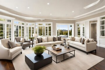 living room in newly constructed luxury home