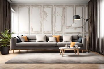 Modern living room interior with sofa