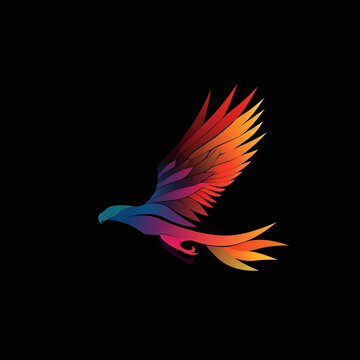 A minimalist vector logo of a soaring eagle, symbolizing power and freedom, rendered with sleek modernity and vibrant colors, captured in high definition.