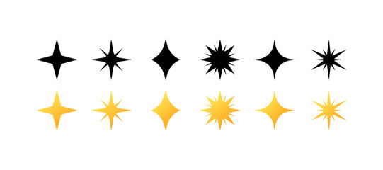 Stars icon set. Silhouette and flat style. Vector icons
