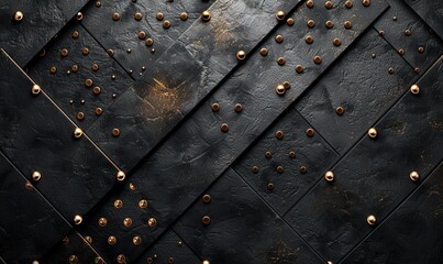 Black surface with gold dots. Suitable for abstract backgrounds or luxury designs