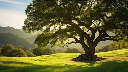 forest oak tree california - obrazy, fototapety, plakaty