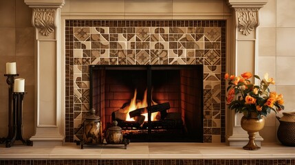 design tile fireplace