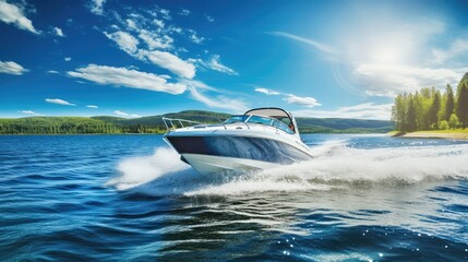 fast speedboat lake