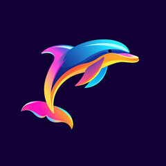 A dynamic and colorful vector logo of a leaping dolphin, symbolizing both power and a liberated essence with minimalist elegance.